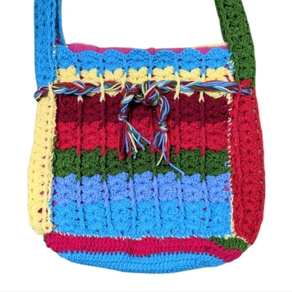 HANDKNIT Rainbow Crossbody Slouchy Bag - Picture 2 of 6